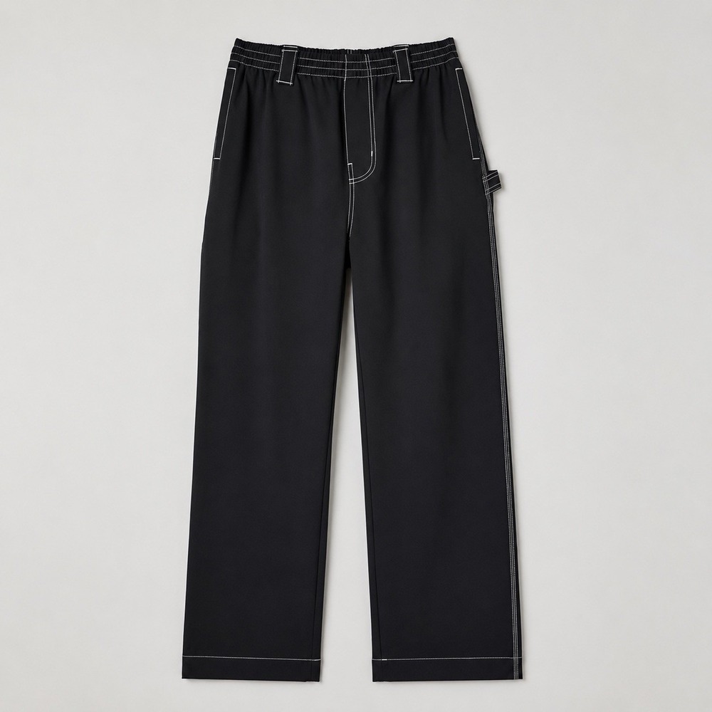 Urban Outfitters UO Nylon Skate Fit Carpenter Pants S Black Wide Leg Y2K Grunge